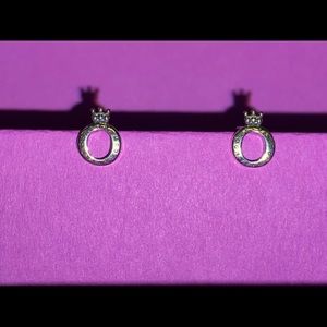 SOLD PANDORA Crown O Stud Earrings S925 Silver